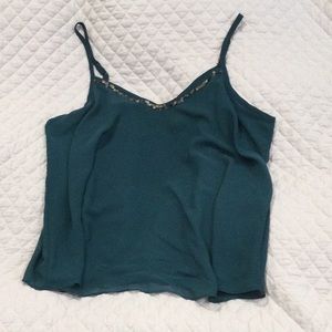 Torrid dark turquoise tank top with gypsy beads on the front neckline size 3